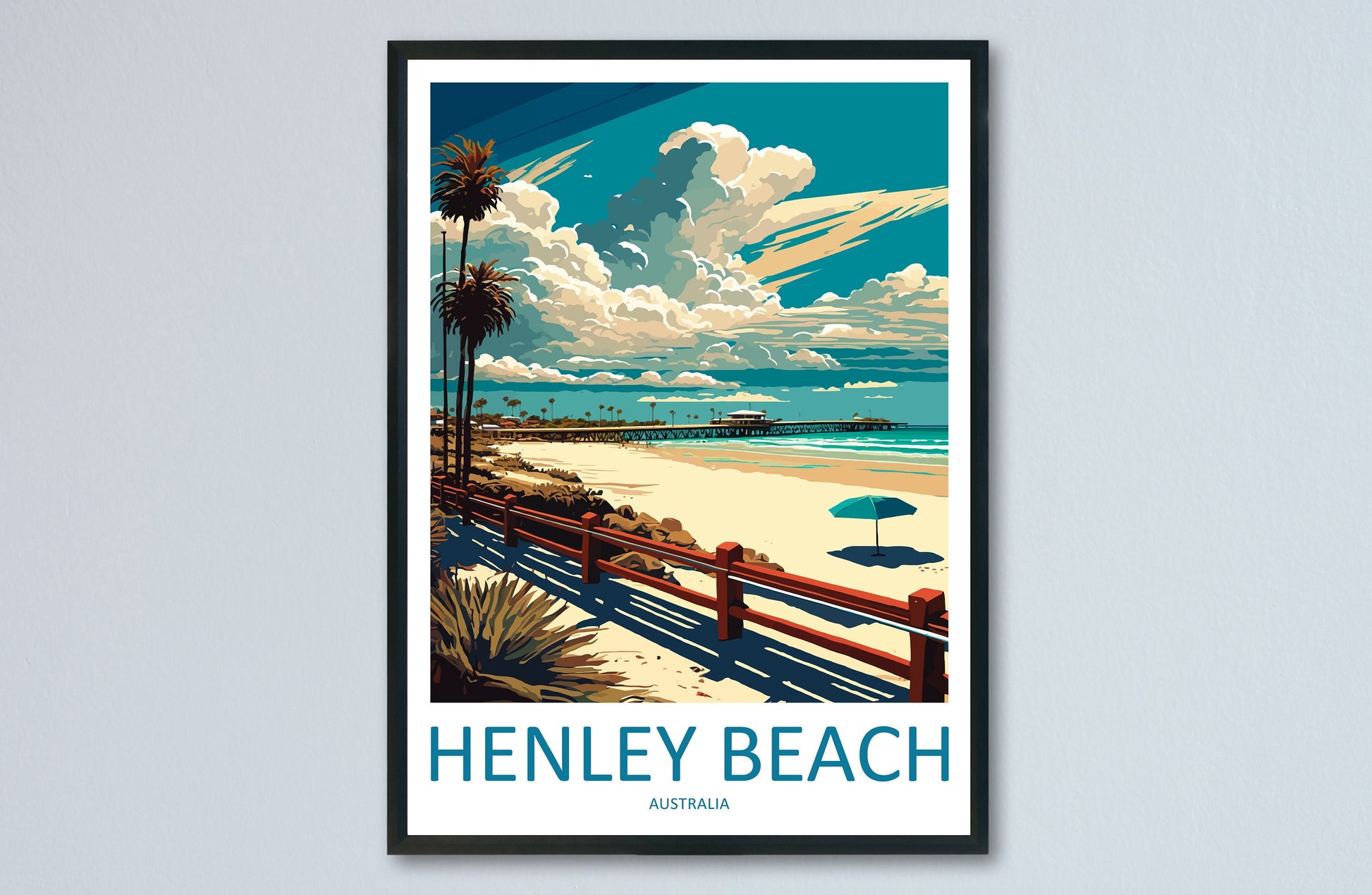 Henley Beach Travel Print Wall Art Henley Beach Wall Hanging Home Décor Henley Beach Gift Art Lovers Wall Art Australia Travel Print