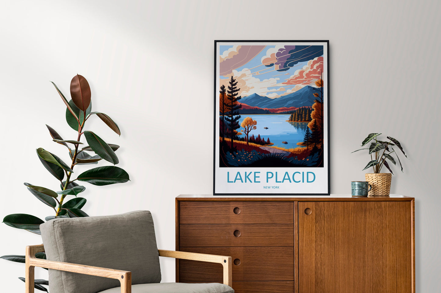 Lake Placid Travel Print Wall Art Lake Placid Wall Hanging Home Décor Lake Placid Gift Art Lovers New York State Art Gift Lover Print