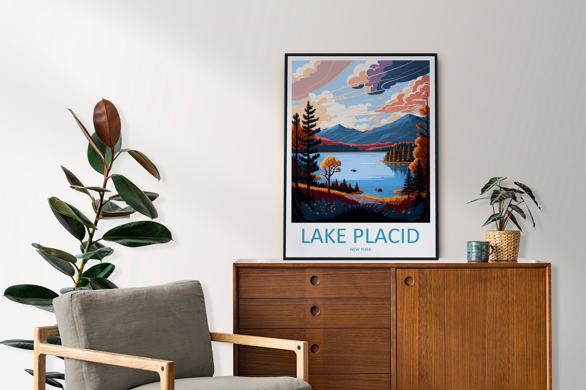 Lake Placid Travel Print Wall Art Lake Placid Wall Hanging Home Décor Lake Placid Gift Art Lovers New York State Art Gift Lover Print