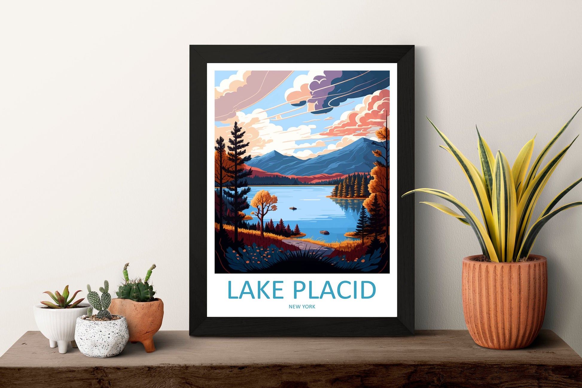 Lake Placid Travel Print Wall Art Lake Placid Wall Hanging Home Décor Lake Placid Gift Art Lovers New York State Art Gift Lover Print