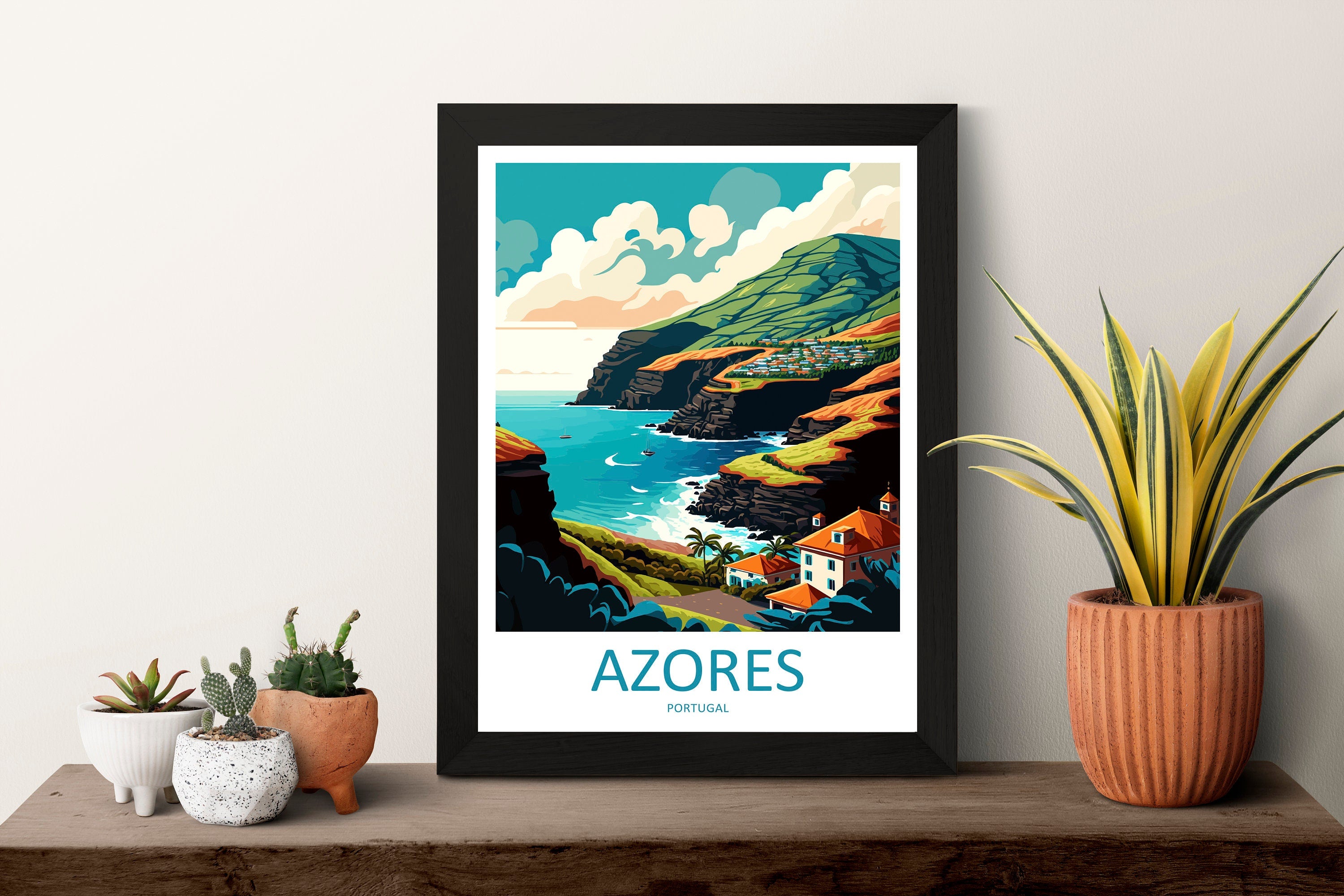 Azores Travel Print Wall Art Azores Wall Hanging Home Décor Azores Gift Art Lovers Portugal Art Lover Gift Azores Wall Décor Print