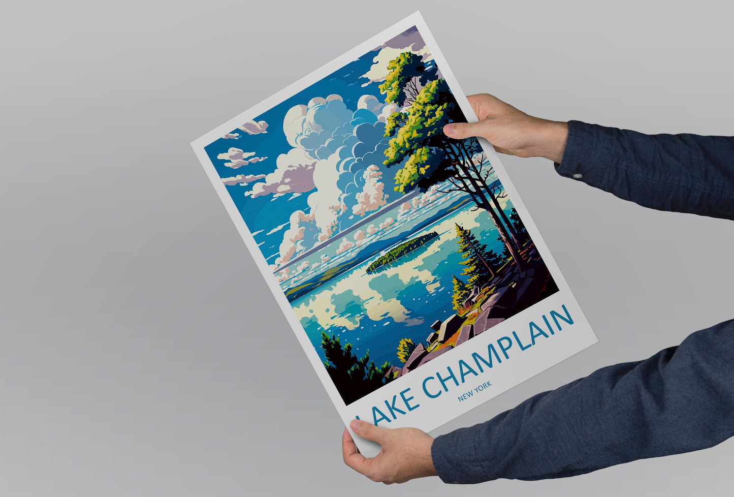Lake Champlain Travel Print Wall Art Lake Champlain Wall Hanging Home Décor Lake Champlain Gift Art Lovers New York State Art Gift Lover