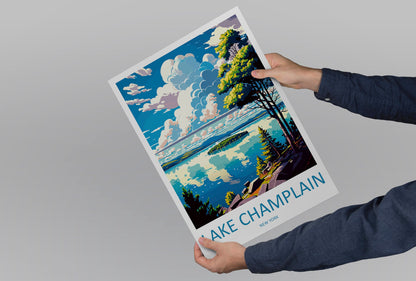 Lake Champlain Travel Print Wall Art Lake Champlain Wall Hanging Home Décor Lake Champlain Gift Art Lovers New York State Art Gift Lover