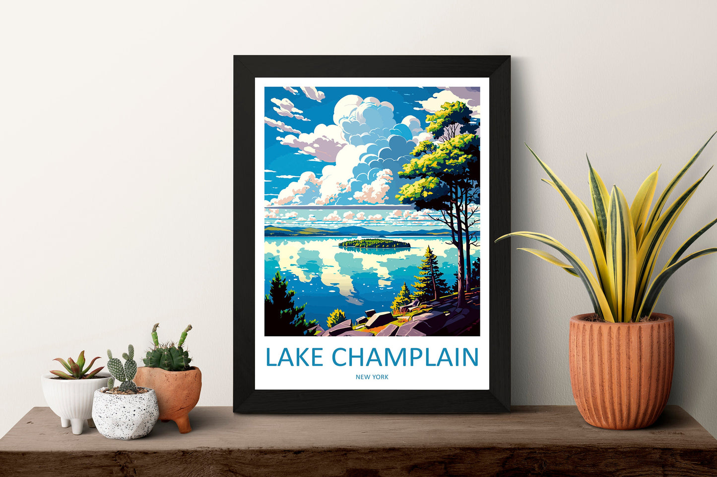 Lake Champlain Travel Print Wall Art Lake Champlain Wall Hanging Home Décor Lake Champlain Gift Art Lovers New York State Art Gift Lover