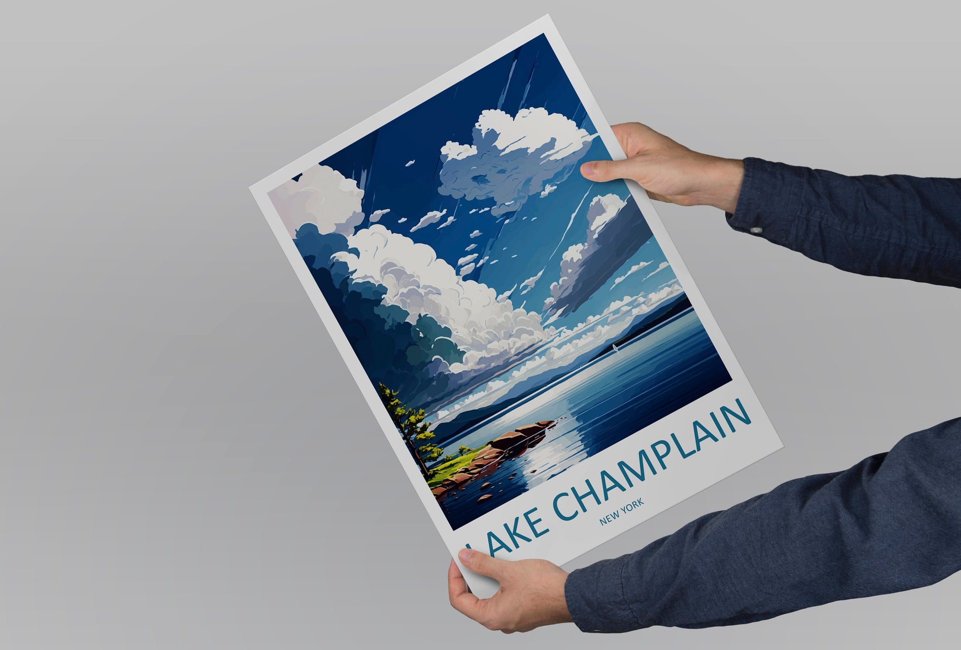 Lake Champlain Travel Print Wall Art Lake Champlain Wall Hanging Home Décor Lake Champlain Gift Art Lovers New York State Art Gift Lover