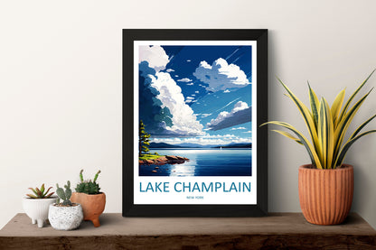 Lake Champlain Travel Print Wall Art Lake Champlain Wall Hanging Home Décor Lake Champlain Gift Art Lovers New York State Art Gift Lover