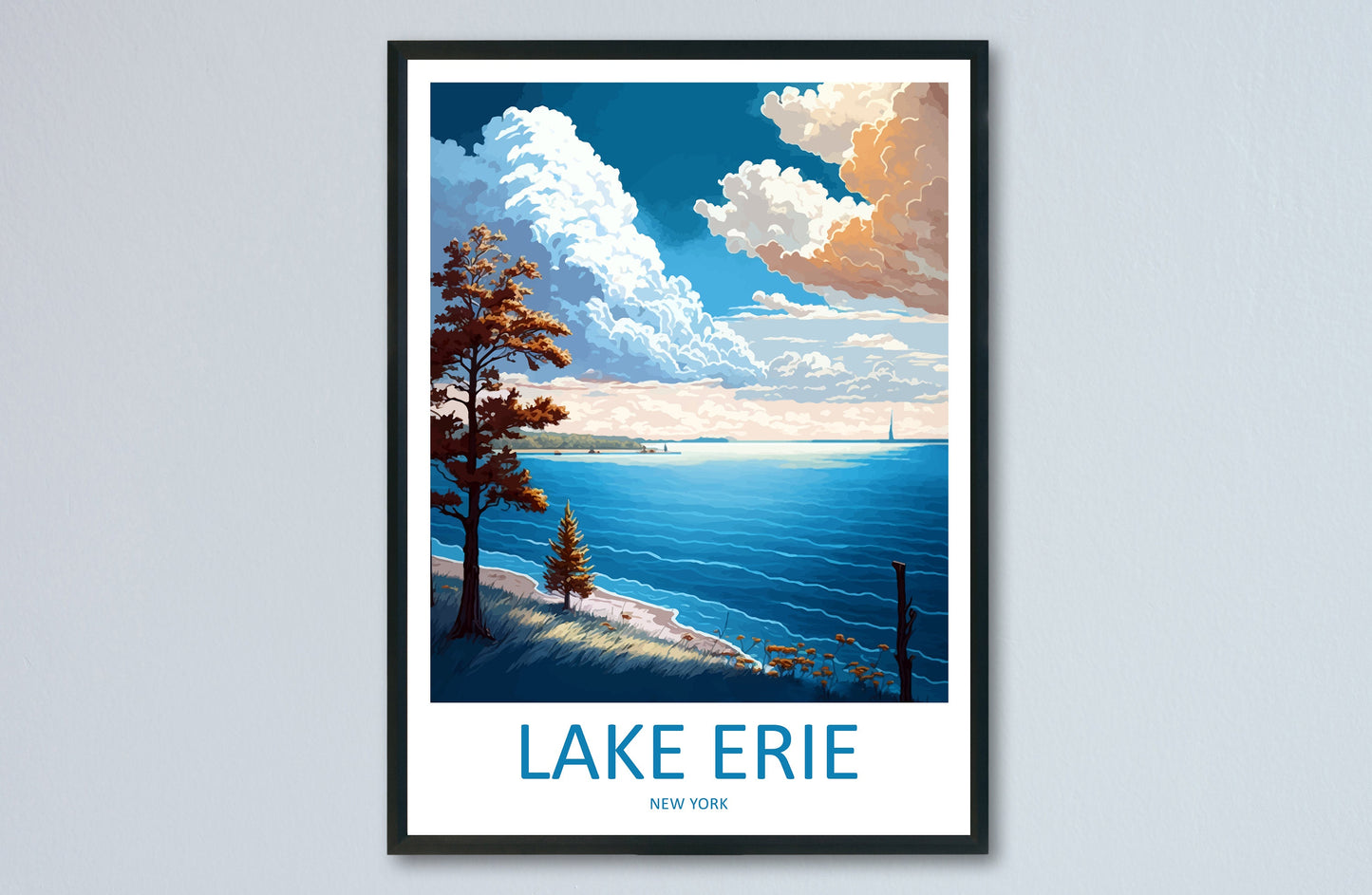 Lake Erie Travel Print Wall Art Lake Erie Wall Hanging Home Décor Lake Erie Gift Art Lovers New York State Art Gift Lover Print