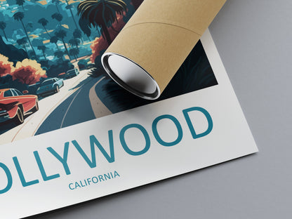 Hollywood Travel Print Wall Art Hollywood Wall Hanging Home Décor Hollywood Gift Art Lovers California Art Lover Gift Hollywood Hills