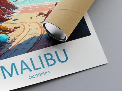 Malibu Travel Print Wall Art Malibu Wall Hanging Home Décor Malibu Gift Art Lovers California Art Lover Gift Malibu Decor
