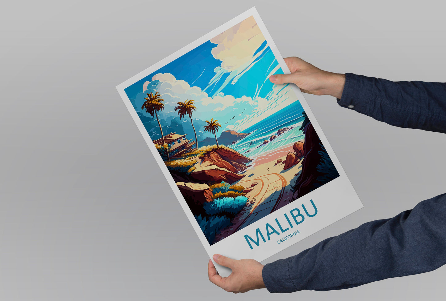 Malibu Travel Print Wall Art Malibu Wall Hanging Home Décor Malibu Gift Art Lovers California Art Lover Gift Malibu Decor