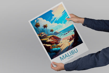 Malibu Travel Print Wall Art Malibu Wall Hanging Home Décor Malibu Gift Art Lovers California Art Lover Gift Malibu Decor