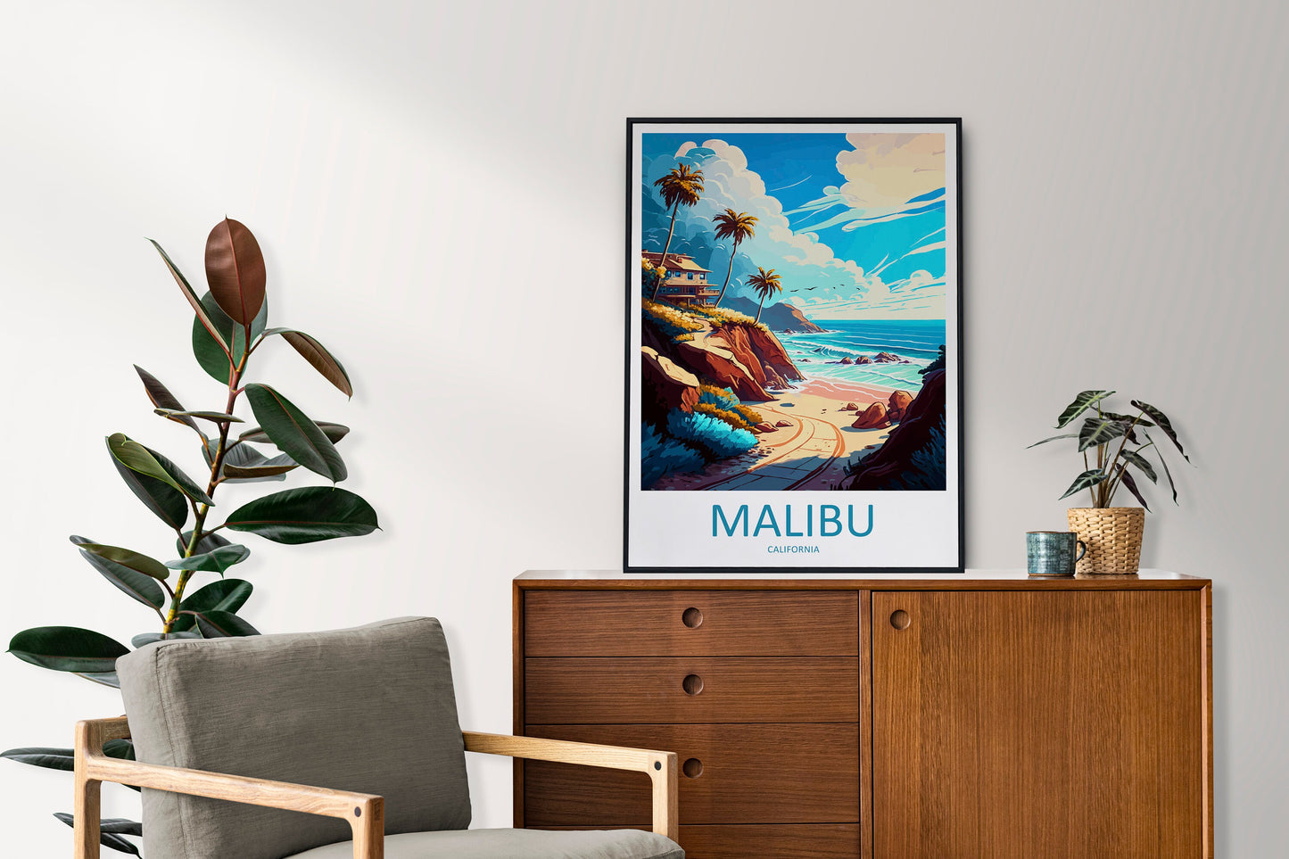 Malibu Travel Print Wall Art Malibu Wall Hanging Home Décor Malibu Gift Art Lovers California Art Lover Gift Malibu Decor
