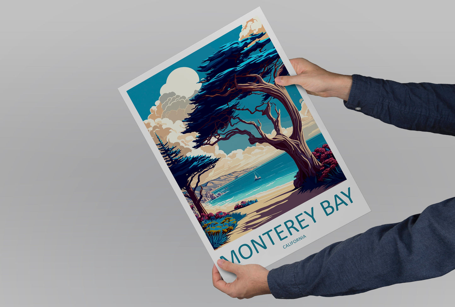 Monterey Bay Travel Print Wall Art Monterey Bay Wall Hanging Home Décor Monterey Bay Gift Art Lovers California Art Lover Gift Monterey Bay