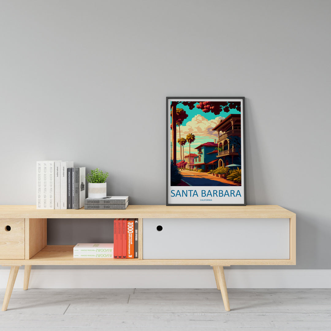 Santa Barbara Travel Print Wall Art Santa Barbara Wall Hanging Home Décor Santa Barbara Gift Art Lovers California Art Lover Gift