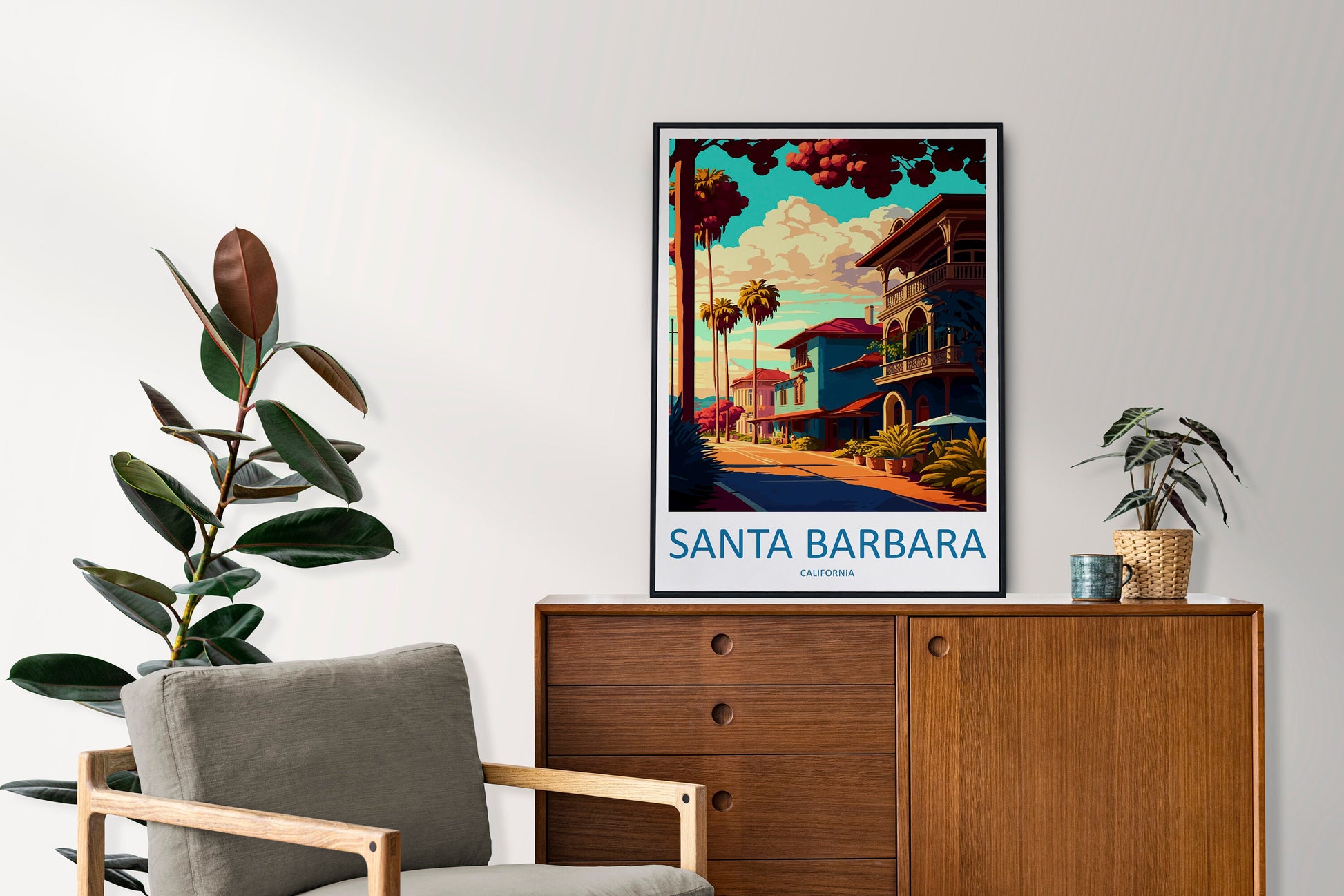 Santa Barbara Travel Print Wall Art Santa Barbara Wall Hanging Home Décor Santa Barbara Gift Art Lovers California Art Lover Gift