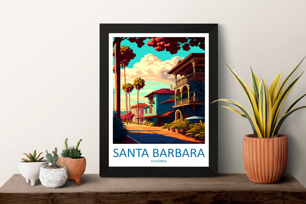 Santa Barbara Travel Print Wall Art Santa Barbara Wall Hanging Home Décor Santa Barbara Gift Art Lovers California Art Lover Gift