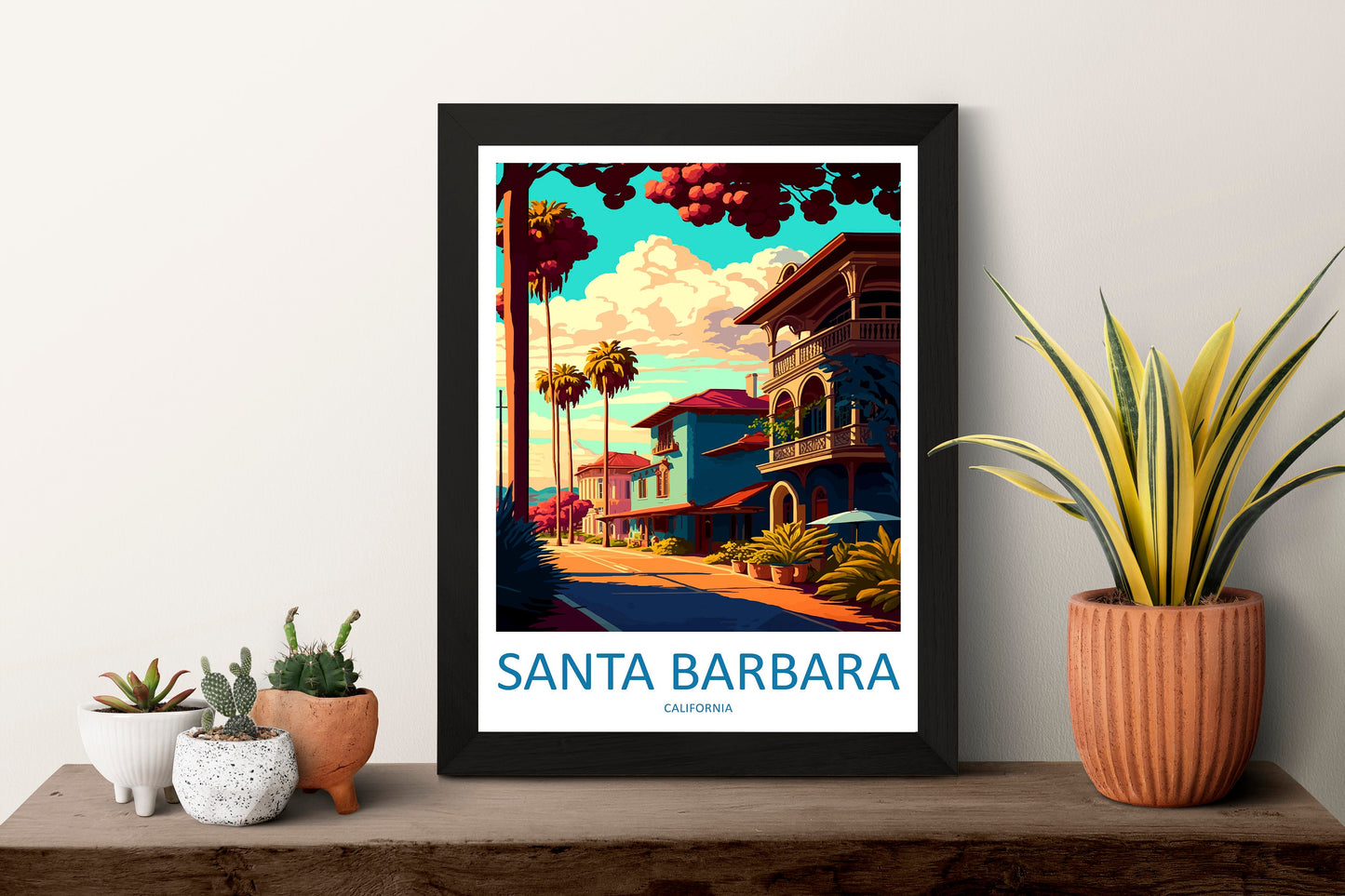 Santa Barbara Travel Print Wall Art Santa Barbara Wall Hanging Home Décor Santa Barbara Gift Art Lovers California Art Lover Gift