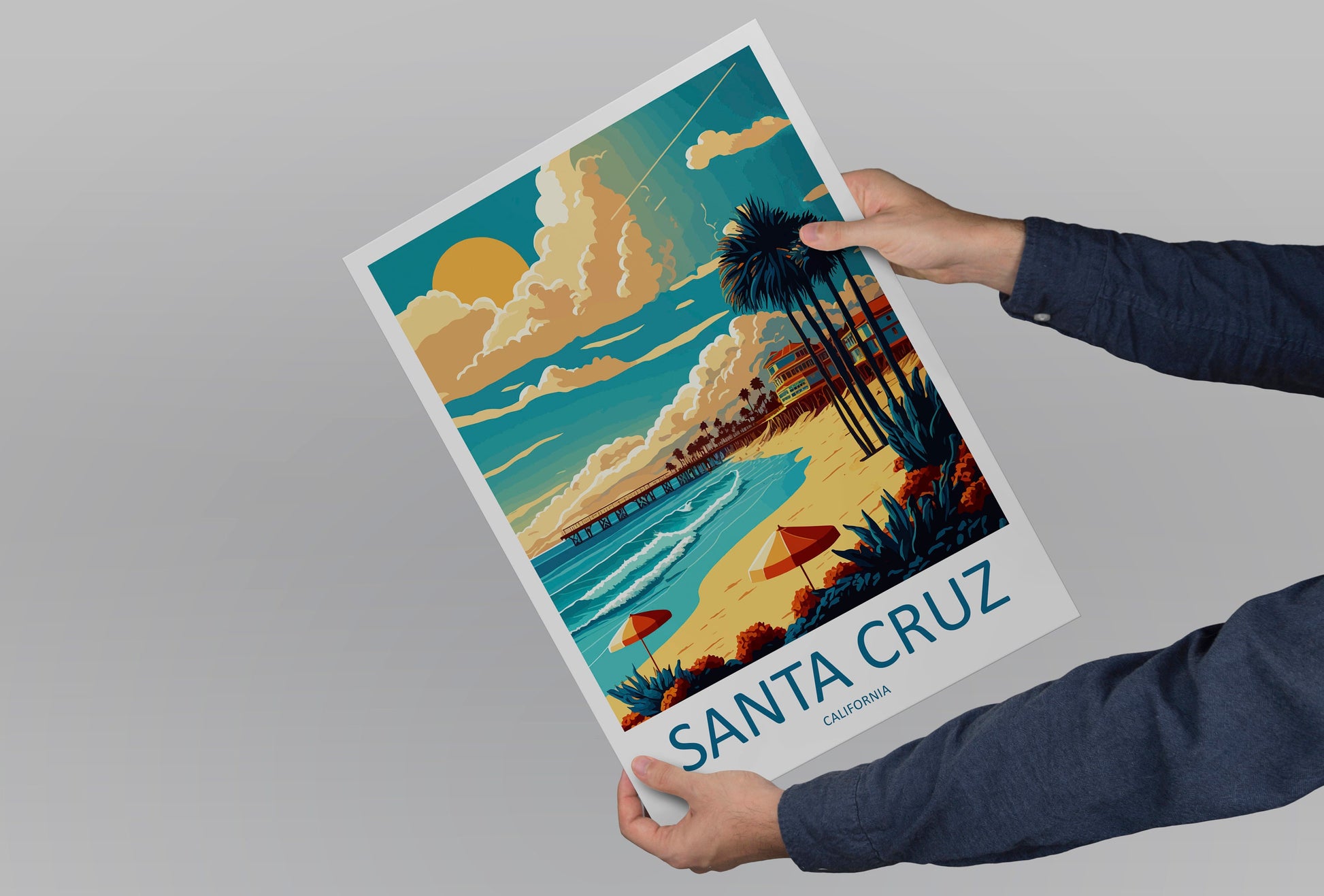 Santa Cruz Travel Print Wall Art Santa Cruz Wall Hanging Home Décor Santa Cruz Gift Art Lovers California Art Lover Gift Santa Cruz Poster