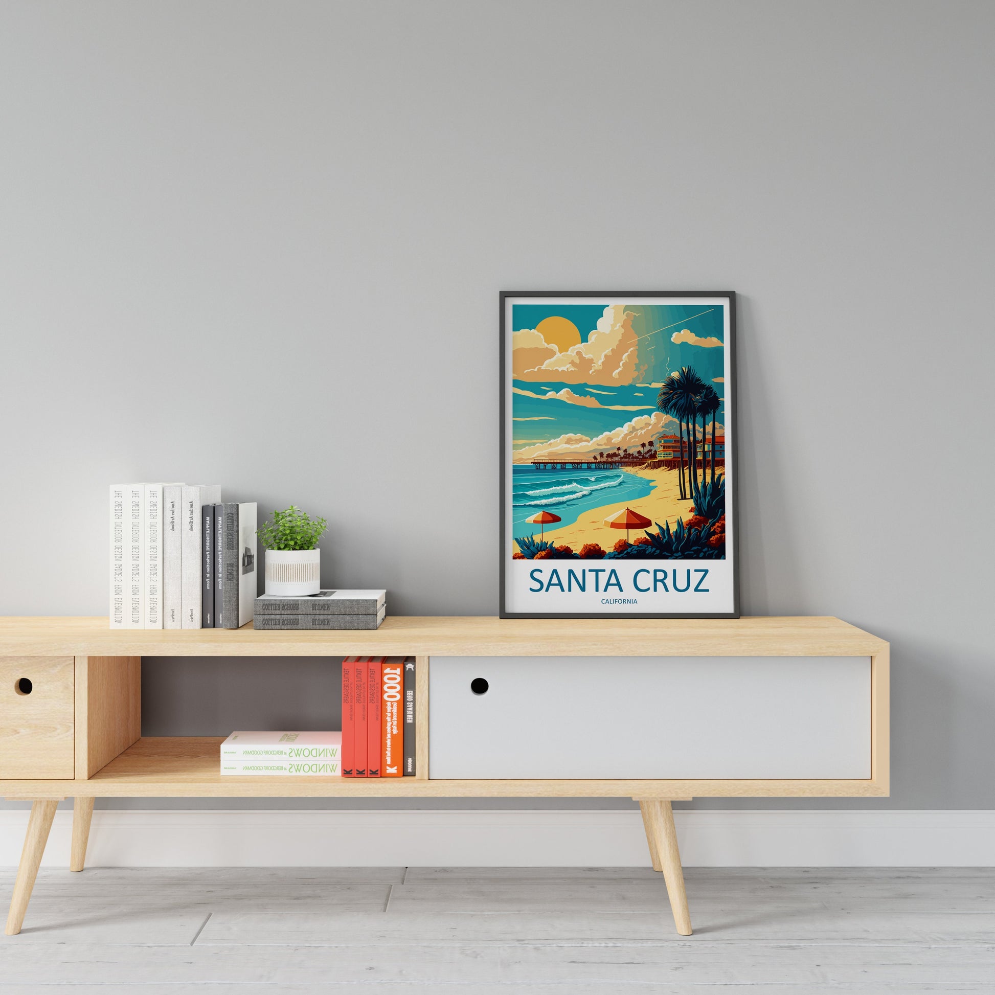 Santa Cruz Travel Print Wall Art Santa Cruz Wall Hanging Home Décor Santa Cruz Gift Art Lovers California Art Lover Gift Santa Cruz Poster