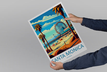 Santa Monica Travel Print Wall Art Santa Monica Wall Hanging Home Décor Santa Monica Gift Art Lovers California Art Lover Gift Santa Monica