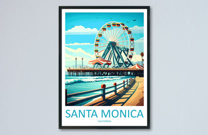 Santa Monica Travel Print Wall Art Santa Monica Wall Hanging Home Décor Santa Monica Gift Art Lovers California Art Lover Gift Santa Monica