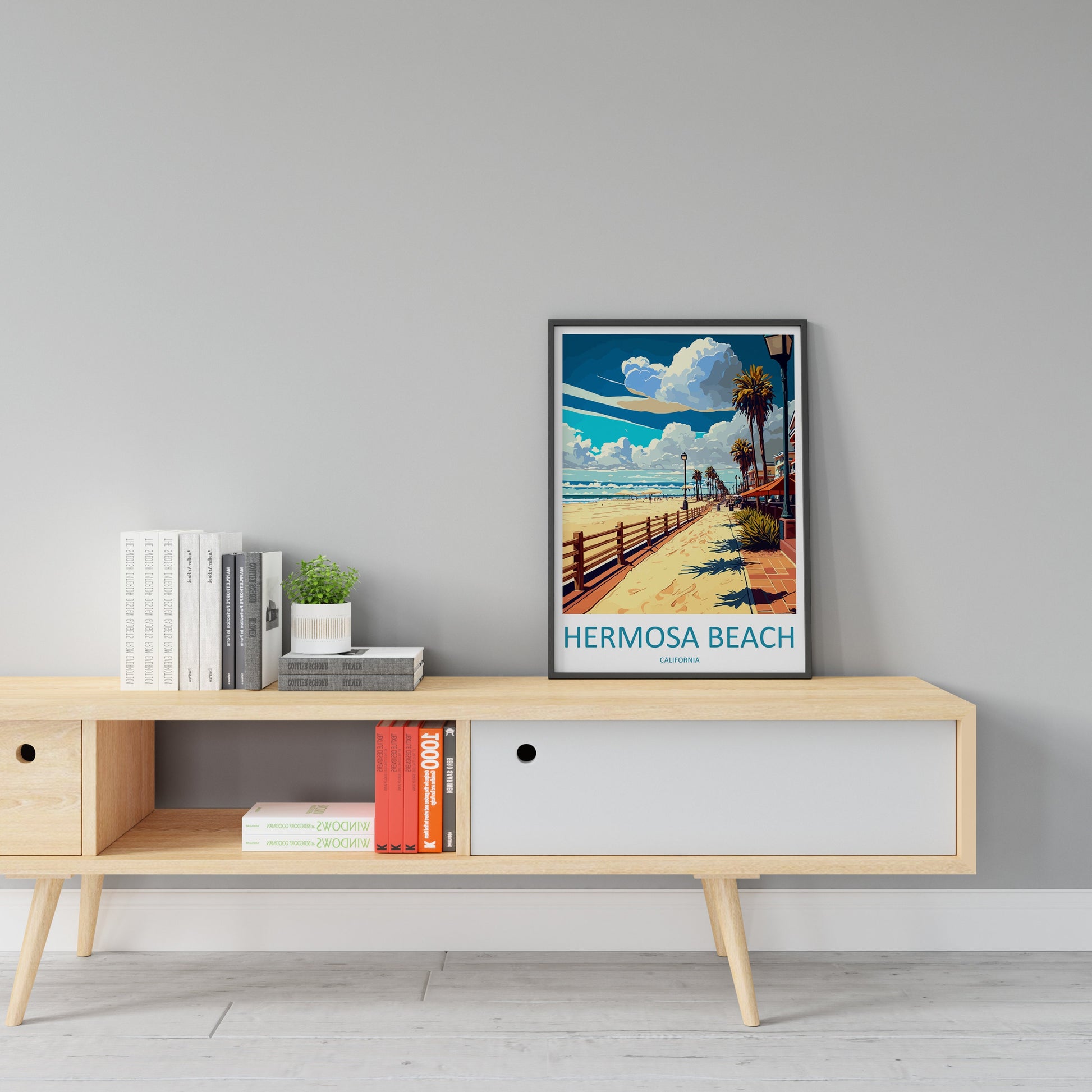 Hermosa Beach Travel Print Wall Art Hermosa Beach Wall Hanging Home Décor Hermosa Beach Gift Art Lovers California Art Lover Gift