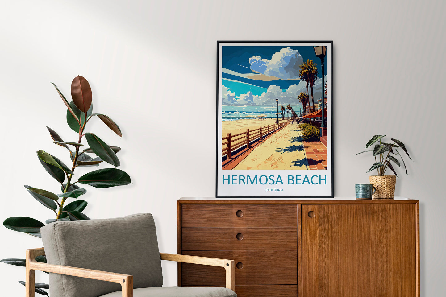Hermosa Beach Travel Print Wall Art Hermosa Beach Wall Hanging Home Décor Hermosa Beach Gift Art Lovers California Art Lover Gift