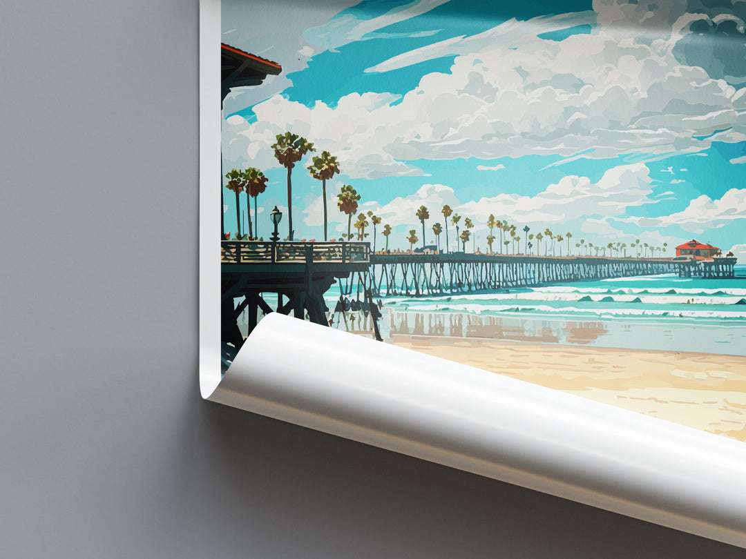 Huntington Beach Travel Print Wall Art Huntington Beach Wall Hanging Home Décor Huntington Beach Gift Art Lovers California Art Lover Gift