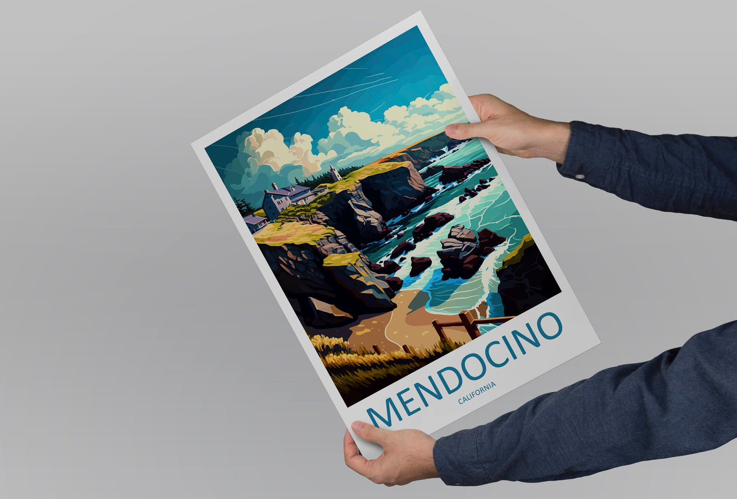 Mendocino Travel Print Wall Art Mendocino Wall Hanging Home Décor Mendocino Gift Art Lovers California Art Lover Gift Mendocino Art Print