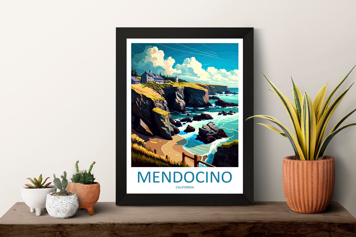 Mendocino Travel Print Wall Art Mendocino Wall Hanging Home Décor Mendocino Gift Art Lovers California Art Lover Gift Mendocino Art Print