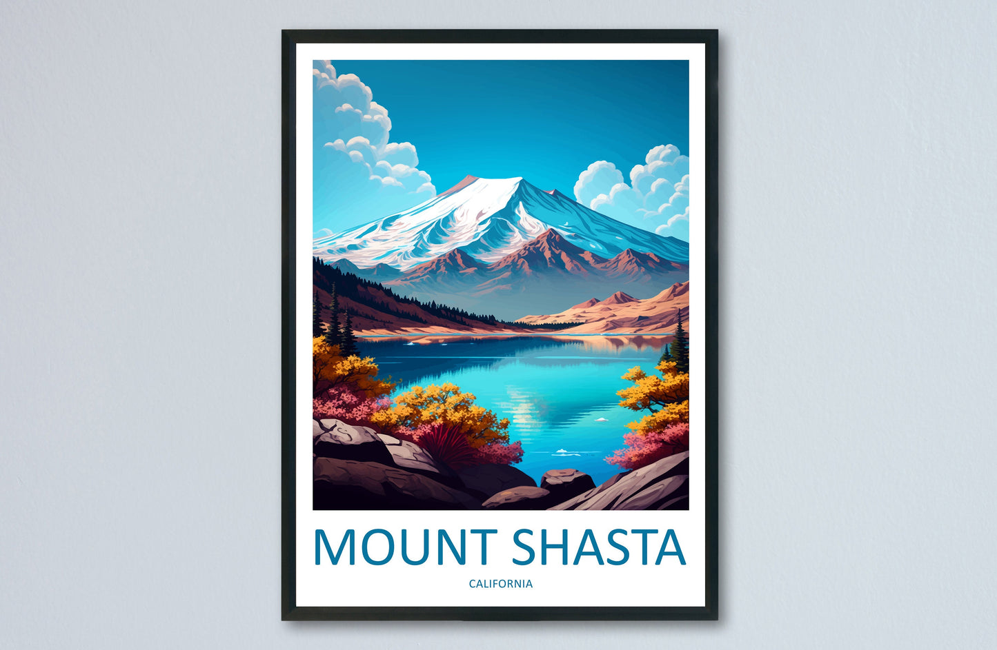 Mount Shasta Travel Print Wall Art Mount Shasta Wall Hanging Home Décor Mount Shasta Gift Art Lovers California Art Lover Gift Mount Shasta