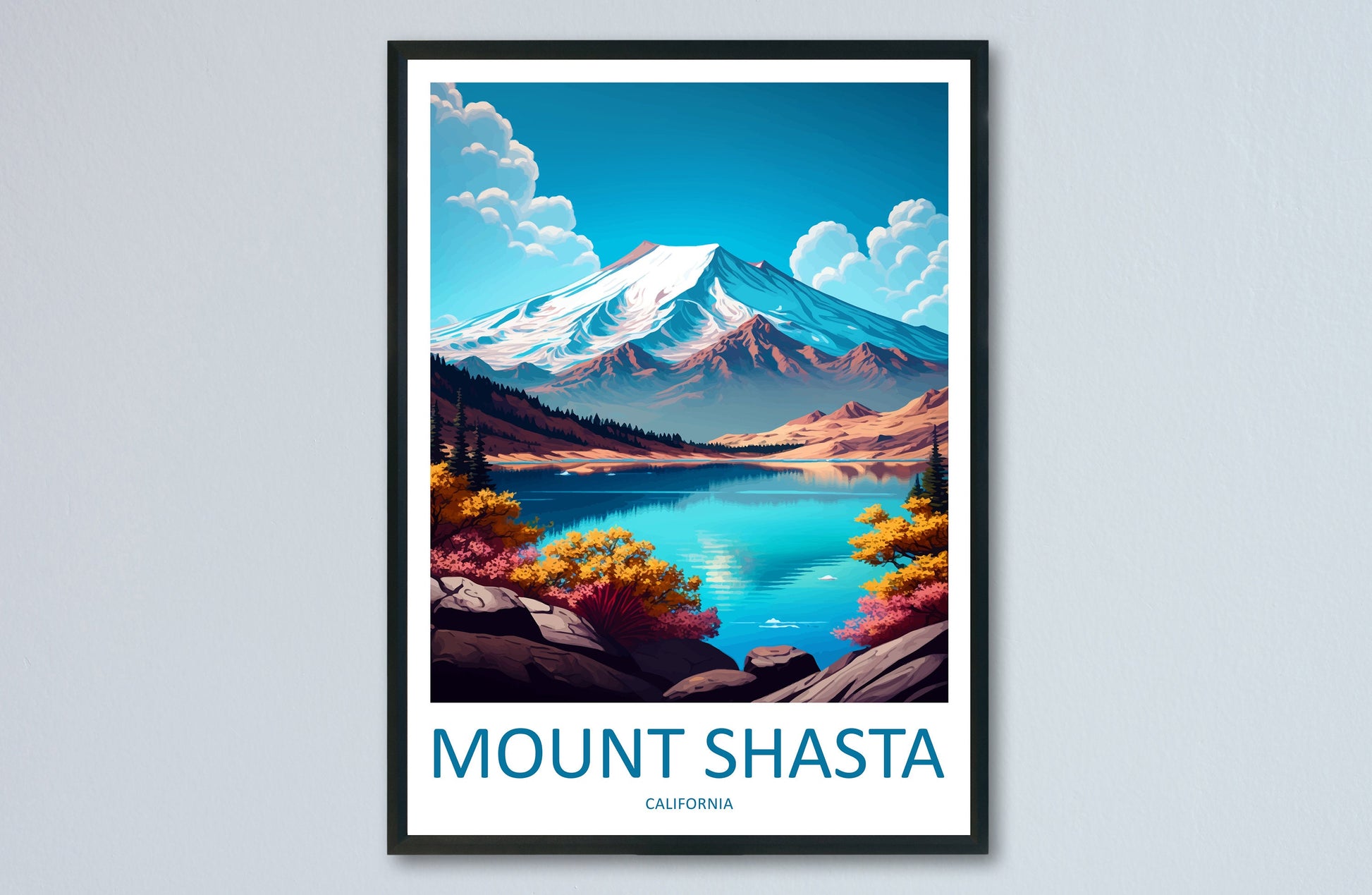 Mount Shasta Travel Print Wall Art Mount Shasta Wall Hanging Home Décor Mount Shasta Gift Art Lovers California Art Lover Gift Mount Shasta