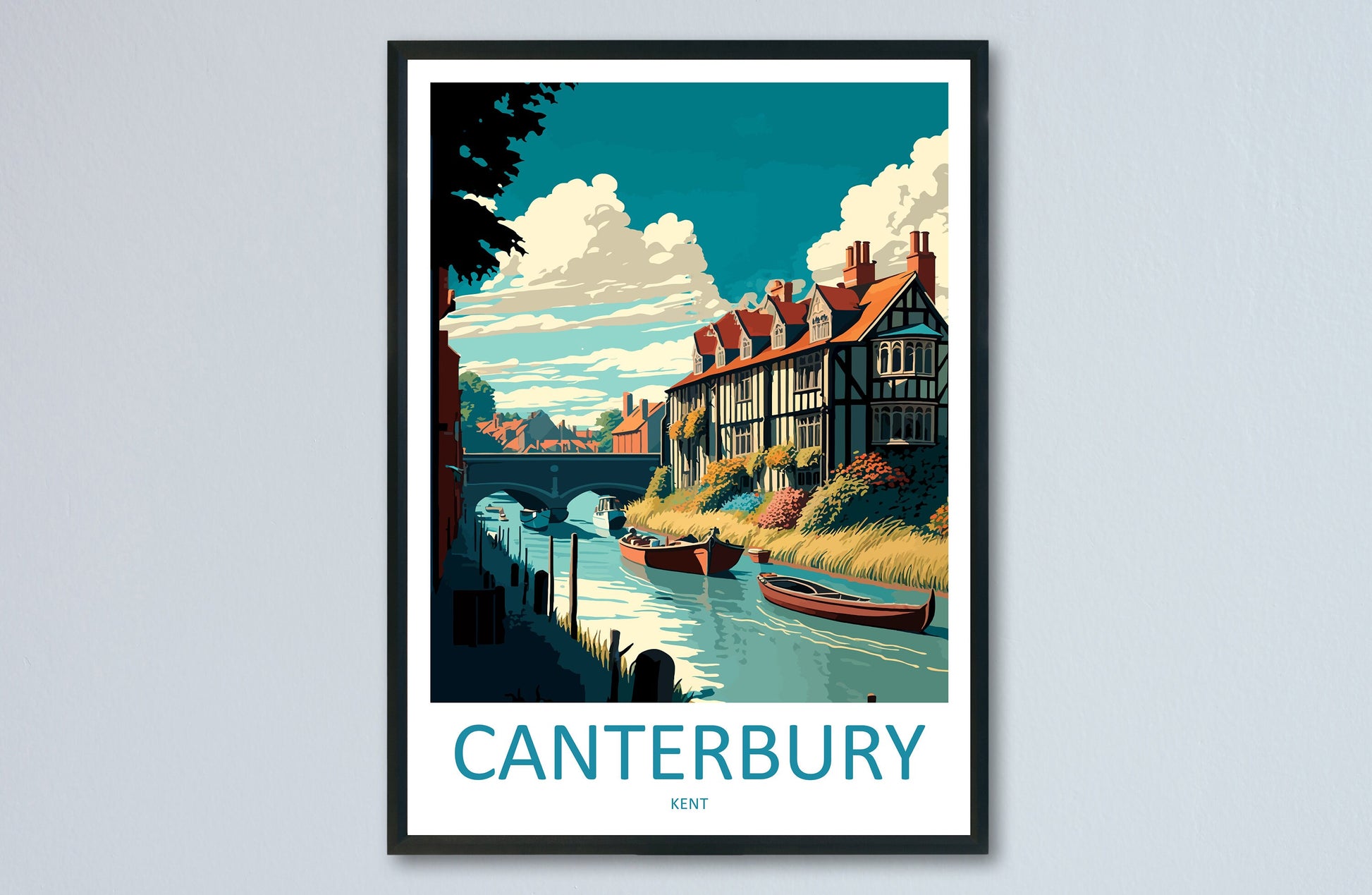 Canterbury Travel Print Wall Art Canterbury Wall Hanging Home Décor Canterbury Gift Art Lovers England Art Lover Gift Print Artwork Kent Art