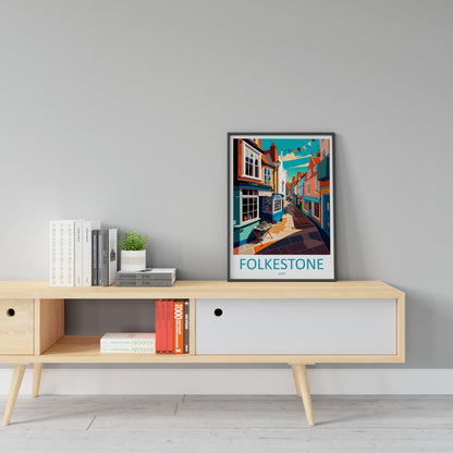 Folkestone Travel Print Wall Art Folkestone Wall Hanging Home Décor Folkestone Gift Art Lovers England Art Lover Gift Print Artwork Kent Art