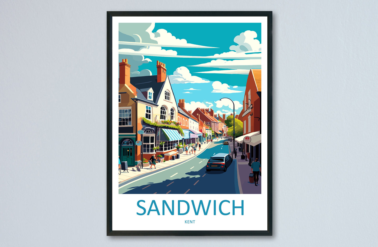 Sandwich Travel Print Wall Art Sandwich Wall Hanging Home Décor Sandwich Gift Art Lovers England Art Lover Gift Print Artwork Kent Art