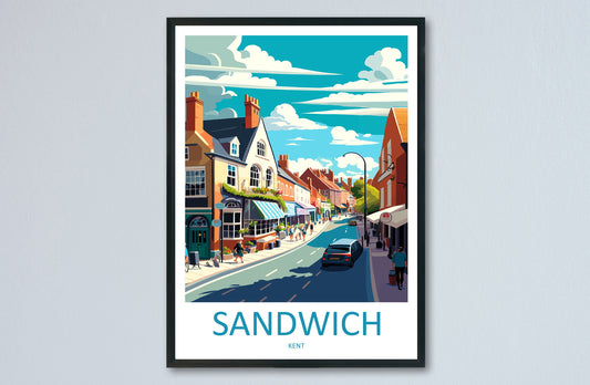 Sandwich Travel Print Wall Art Sandwich Wall Hanging Home Décor Sandwich Gift Art Lovers England Art Lover Gift Print Artwork Kent Art