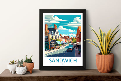 Sandwich Travel Print Wall Art Sandwich Wall Hanging Home Décor Sandwich Gift Art Lovers England Art Lover Gift Print Artwork Kent Art