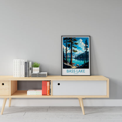 Bass Lake Travel Print Wall Art Bass Lake Wall Hanging Home Décor Bass Lake Gift Art Lovers California Art Lover Gift Bass Lake Art