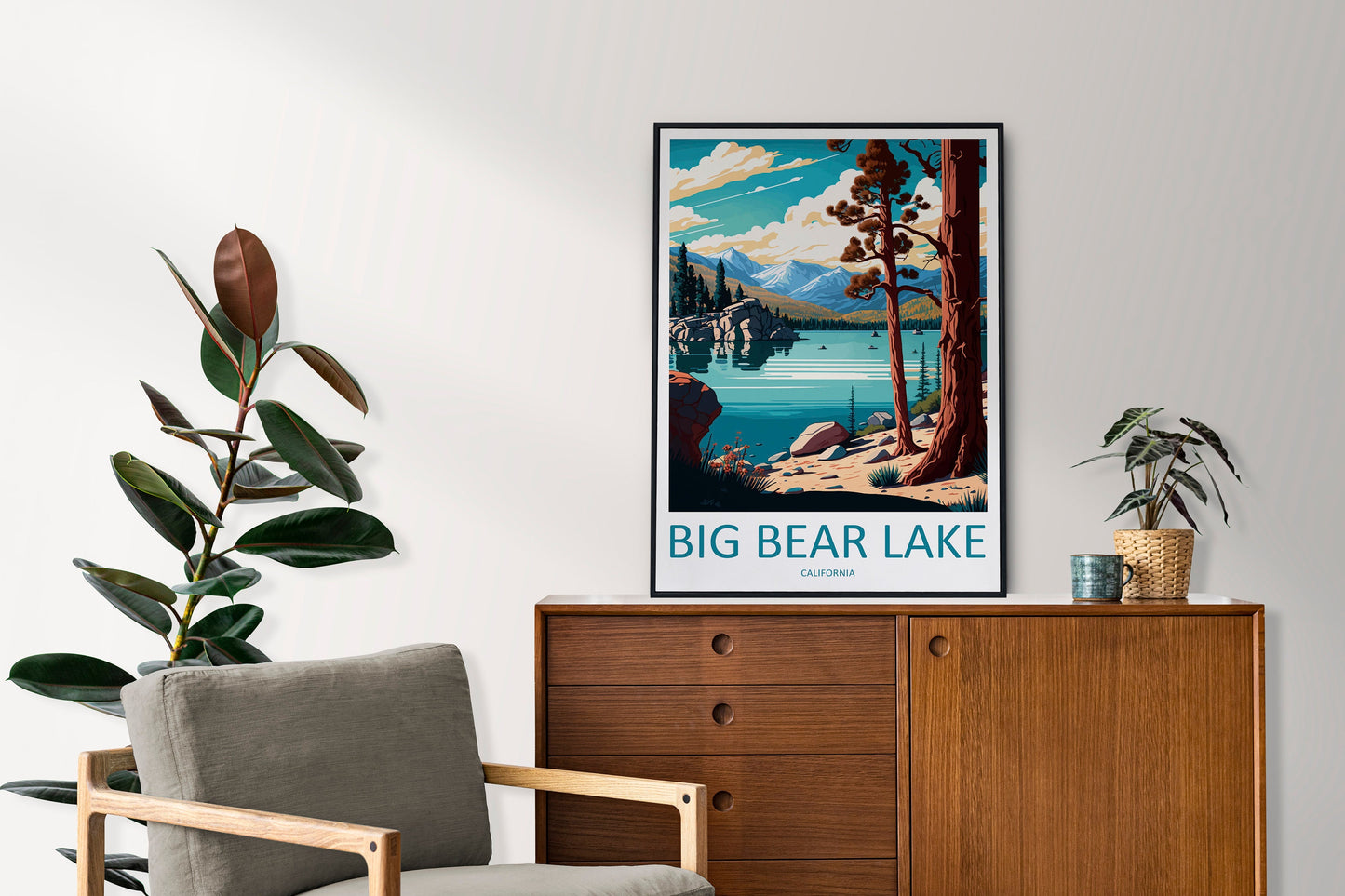Big Bear Lake Travel Print Wall Art Big Bear Lake Wall Hanging Home Décor Big Bear Lake Gift Art Lovers California Art Lover Gift Lake Art