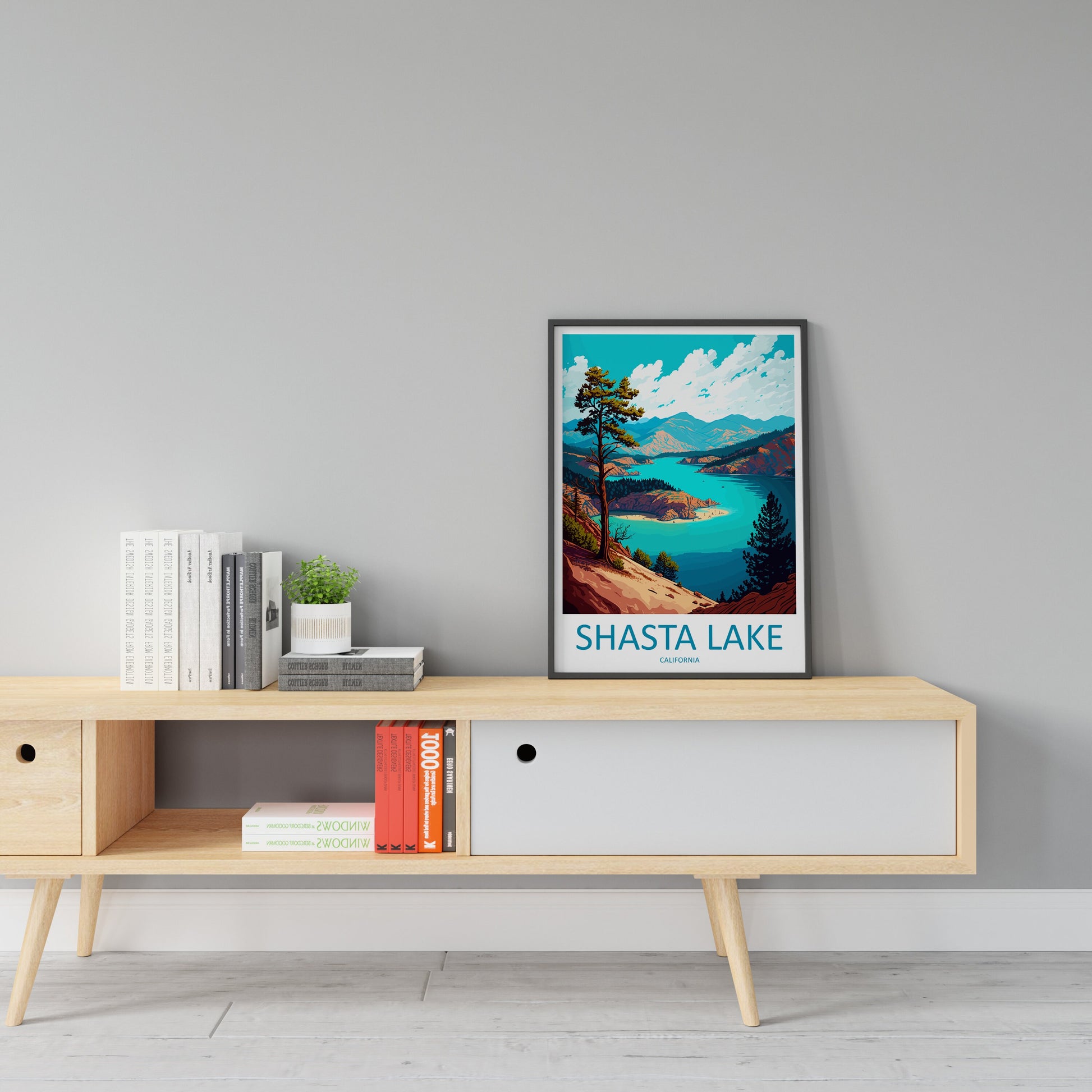 Shasta Lake Travel Print Wall Art Shasta Lake Wall Hanging Home Décor Shasta Lake Gift Art Lovers California Art Lover Gift Shasta Lake