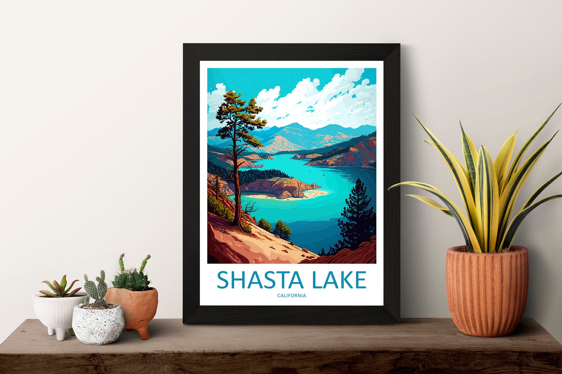 Shasta Lake Travel Print Wall Art Shasta Lake Wall Hanging Home Décor Shasta Lake Gift Art Lovers California Art Lover Gift Shasta Lake