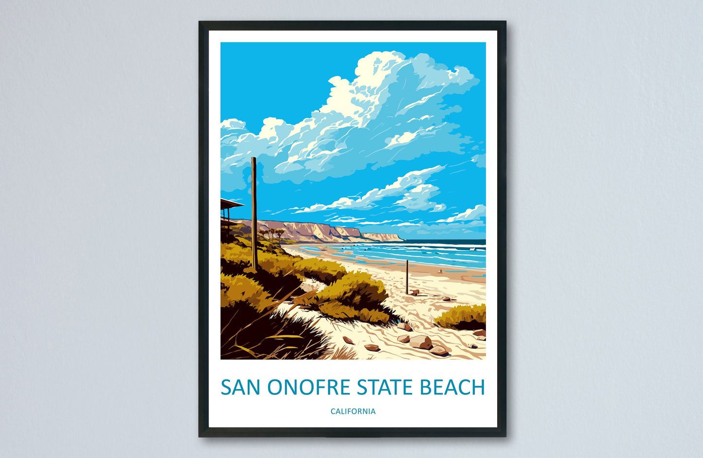 San Onofre Beach Travel Print Wall Art San Onofre Beach Wall Hanging Home Décor San Onofre Beach Gift Art Lovers California Art Lover Gift