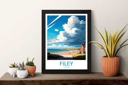 Filey Travel Print Wall Art Filey Wall Hanging Home Décor Filey Gift Art Lovers England Art Lover Gift Print Artwork Yorkshire Artwork