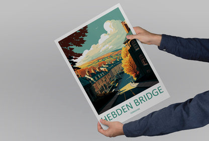 Hebden Bridge Travel Print Wall Art Hebden Bridge Wall Hanging Home Décor Hebden Bridge Gift Art Lovers England Art Lover Gift Print Artwork