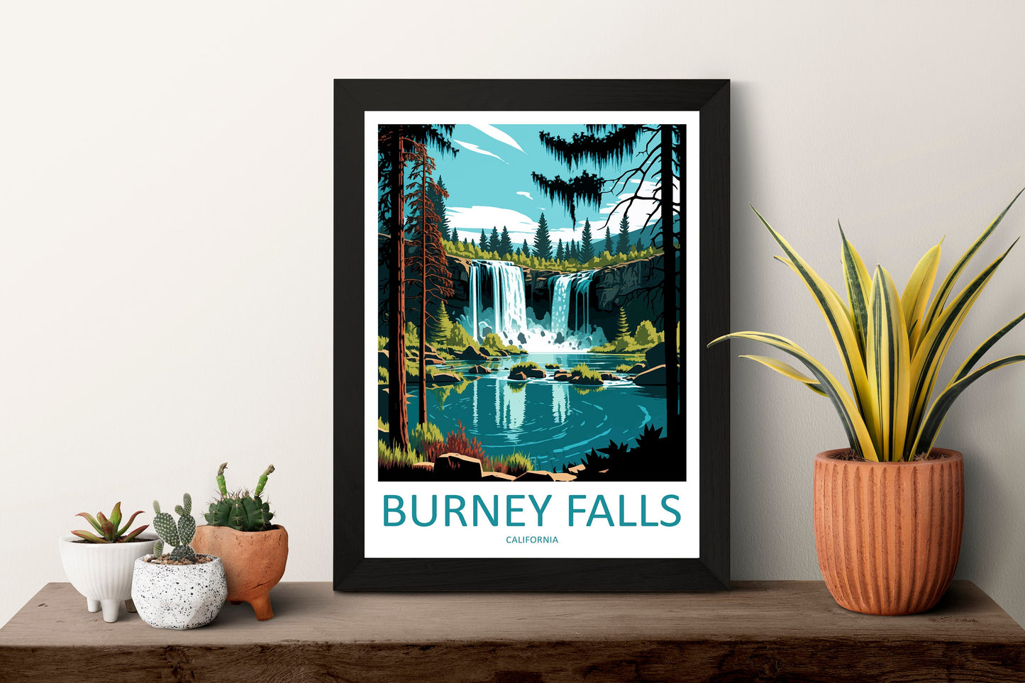 Burney Falls Travel Print Wall Art Burney Falls Wall Hanging Home Décor Burney Falls Gift Art Lovers California Art Lover Gift Poster