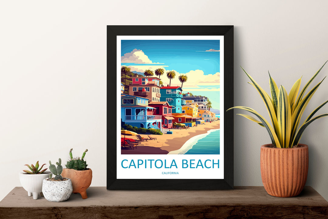 Capitola Beach Travel Print Wall Art Capitola Beach Wall Hanging Home Décor Capitola Beach Gift Art Lovers California Art Lover Gift Print