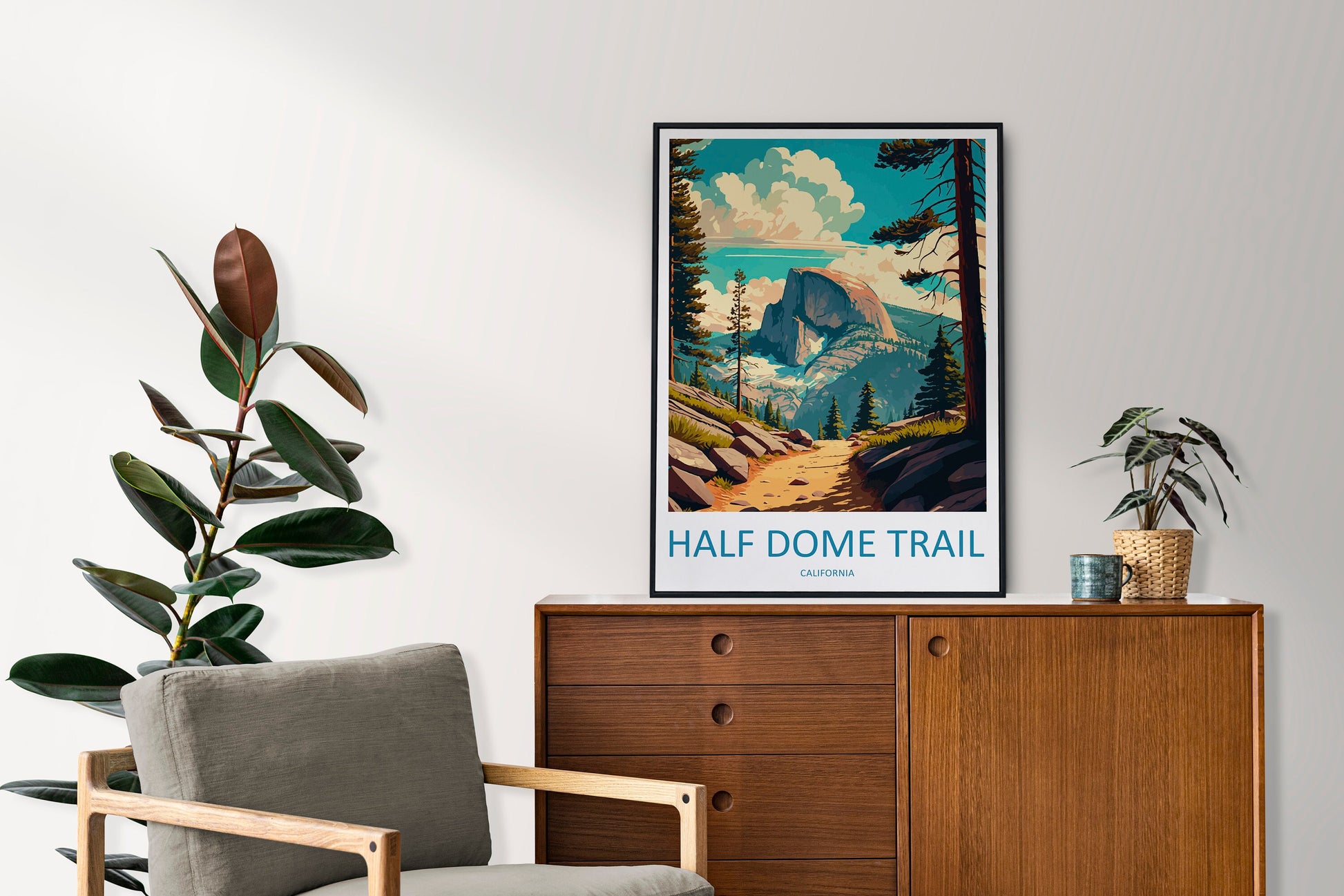 Half Dome Trail Yosemite Travel Print Wall Art Half Dome Wall Hanging Home Décor Half Dome Gift Art Lovers California Art Lover Gift Print