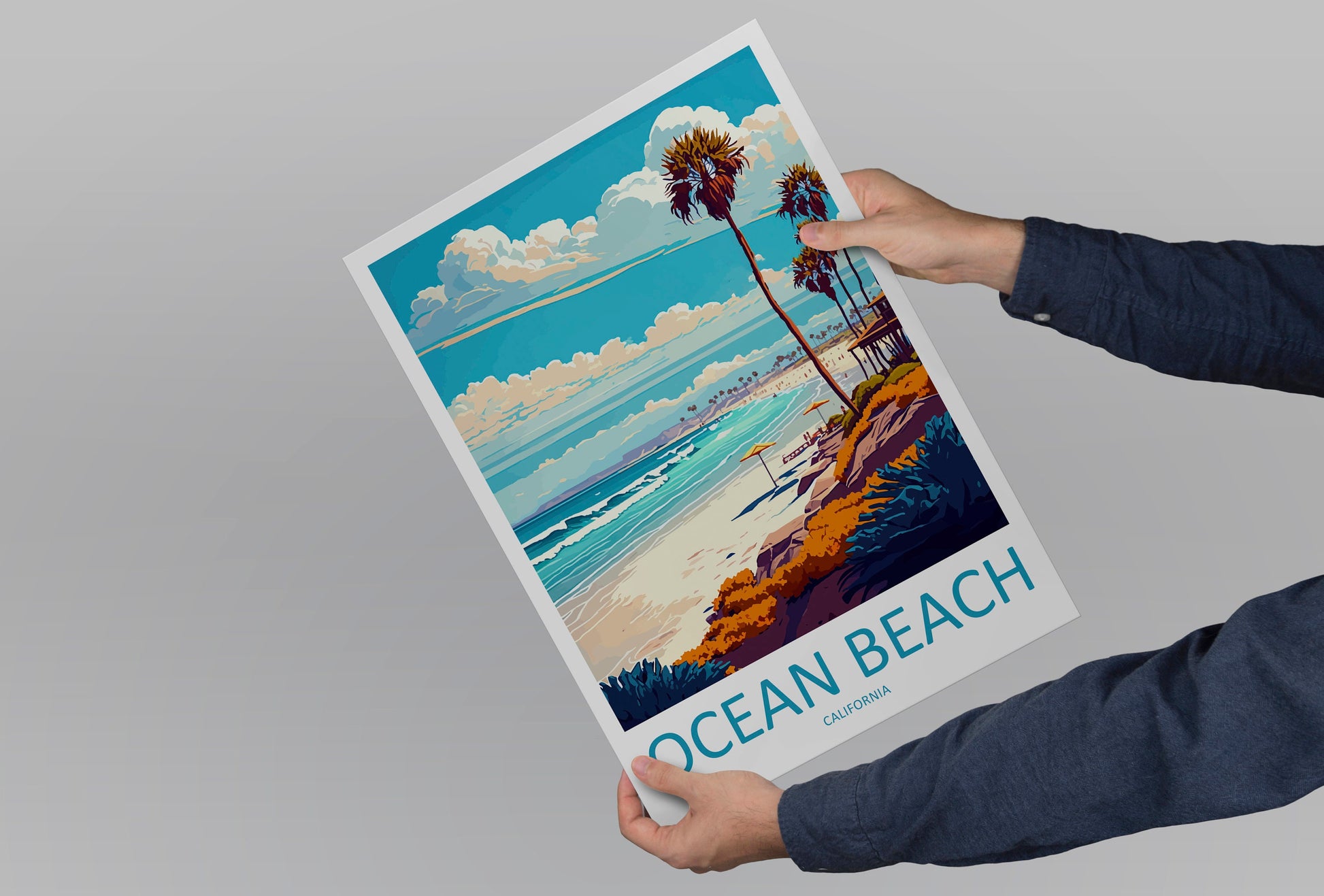 Ocean Beach Travel Print Wall Art Ocean Beach Wall Hanging Home Décor Ocean Beach Gift Art Lovers California Art Lover Gift Poster
