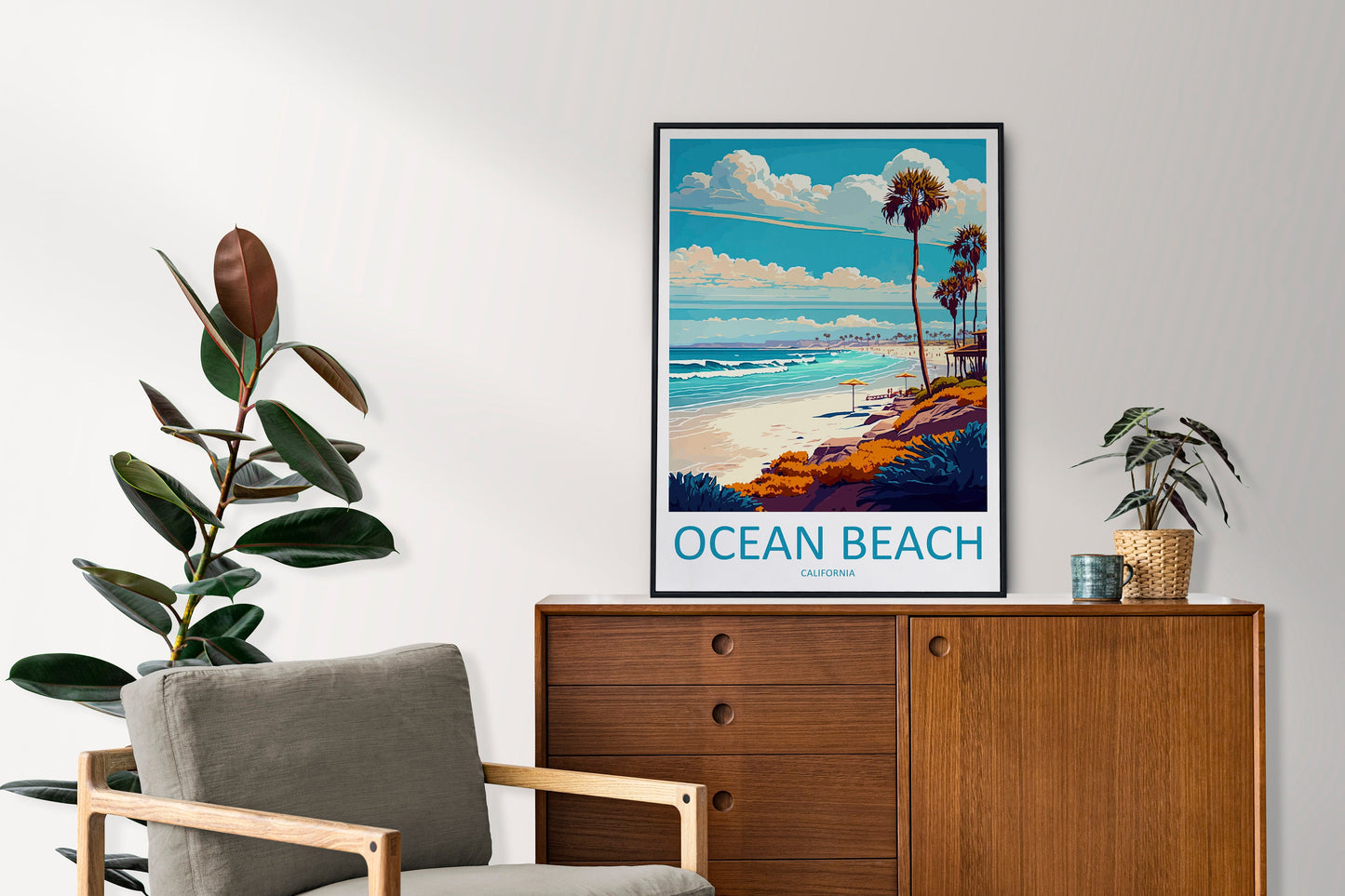 Ocean Beach Travel Print Wall Art Ocean Beach Wall Hanging Home Décor Ocean Beach Gift Art Lovers California Art Lover Gift Poster