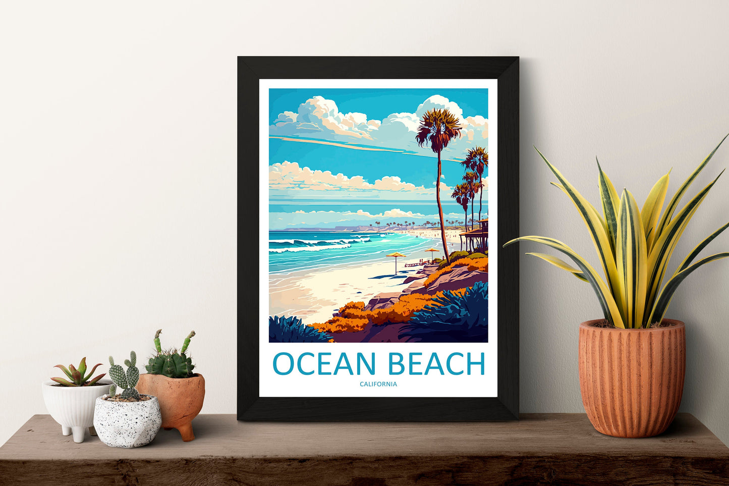 Ocean Beach Travel Print Wall Art Ocean Beach Wall Hanging Home Décor Ocean Beach Gift Art Lovers California Art Lover Gift Poster